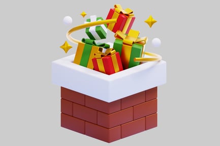 Preview: 3D Christmas Gift Boxes Popping From Chimney