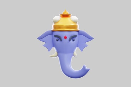 Preview: 3D Cartoon Style Lord Ganesha Head