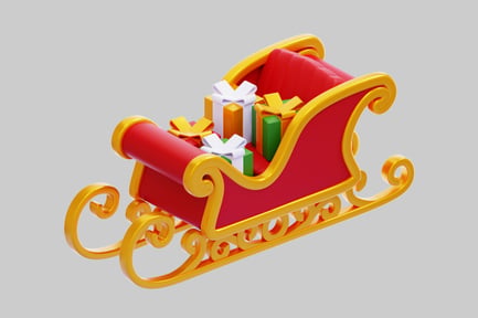 Preview: 3D Santa Sleigh With Christmas Gifts