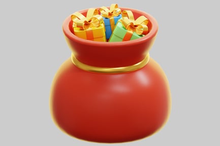 Preview: Red Santa Sack Filled With Colorful Christmas Gifts