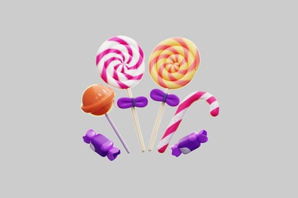Preview: 3D Halloween Sweets And Lollipops