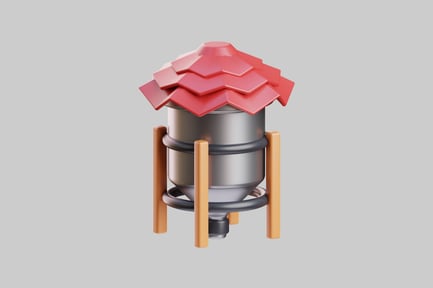 Preview: 3D Farm Silo With Red Tiled Roof