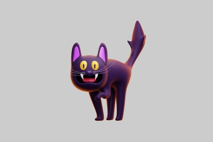 Preview: 3D Halloween Black Cat