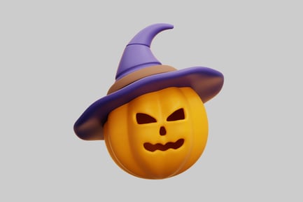 Aperçu: Citrouille d'Halloween avec chapeau de sorcière
