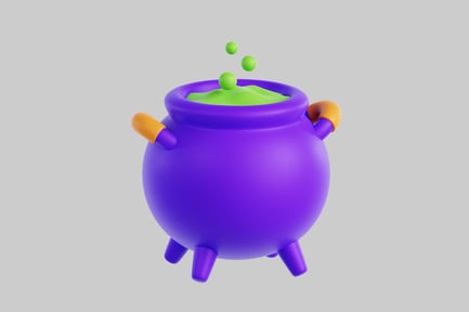 Preview: 3D Purple Witch Cauldron