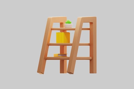 Preview: 3D Wooden Ladder Bookshelf