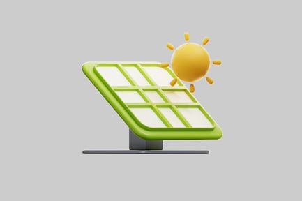 Preview: 3D Green Solar Panel And Sun