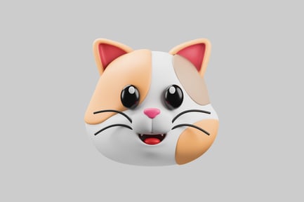 Preview: Cute Calico Cat Head 3D Character