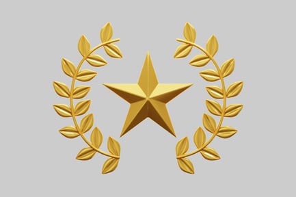 Preview: 3D Golden Star And Laurel Wreath Award