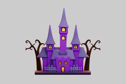 Preview: 3D Spooky Purple Haunted Castle