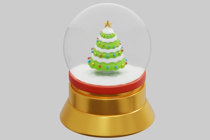 Aperçu: 3D Christmas Snow Globe With Decorated Pine Tree