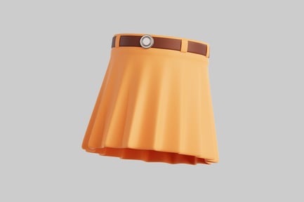 Preview: 3D Orange Pleated Skirt