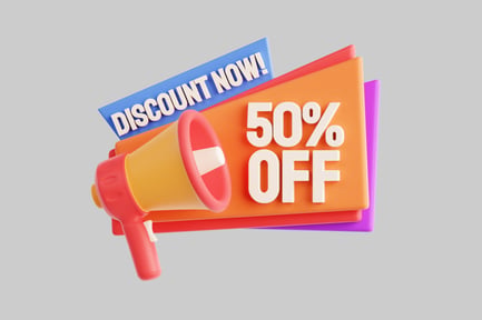 Preview: 3D Promotional Banner With 50 Percent Off Discount