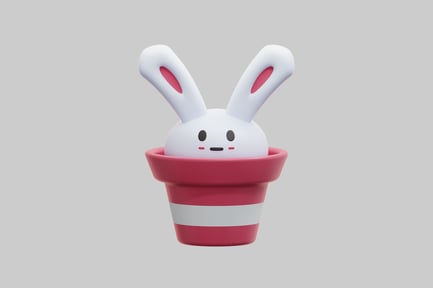 Preview: 3D Cute Easter Bunny In Flower Pot