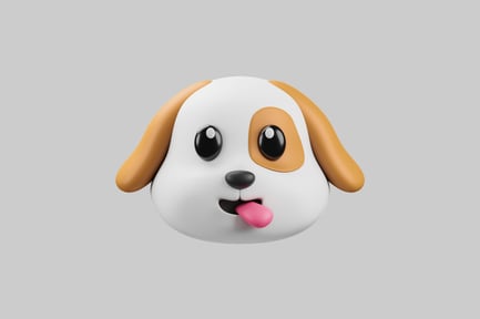 Preview: 3D Friendly Puppy Face With Tongue Out