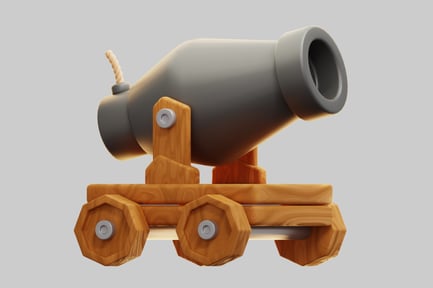 Preview: 3D Pirate Cannon On Wooden Carriage