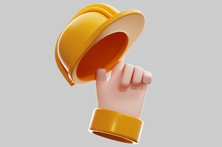 Preview: 3D Hand Holding Yellow Safety Hard Hat