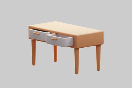 Preview: 3D Desk With Open Drawers