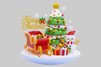 Preview: 3D Festive Merry Christmas Illustration