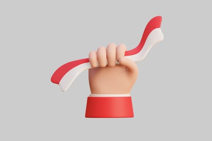 Preview: 3D Hand Holding Indonesian Flag