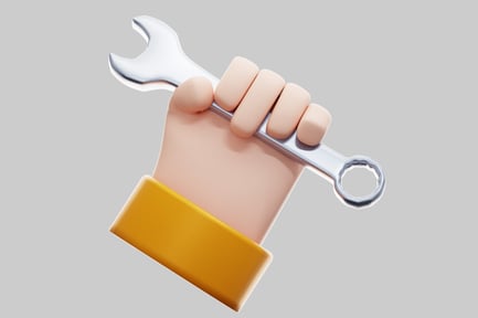 Preview: 3D Cartoon Hand Holding A Metal Wrench