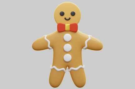 Preview: 3D Gingerbread Man With Red Bow Tie