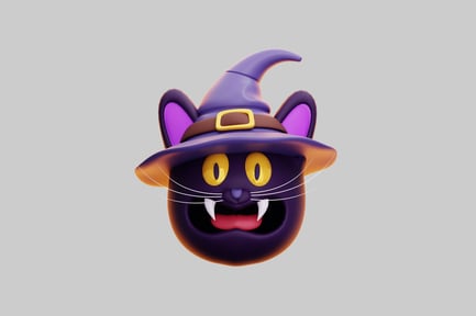 Preview: 3D Halloween Witch Cat Character