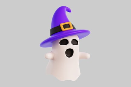 Aperçu: Personnage 3D Ghost avec chapeau de sorcière