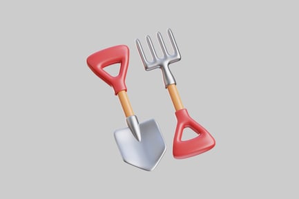 Preview: 3D Shovel And Pitchfork Garden