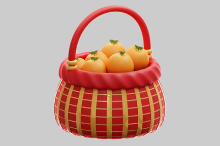 Preview: Chinese New Year 3D Mandarin Orange Basket