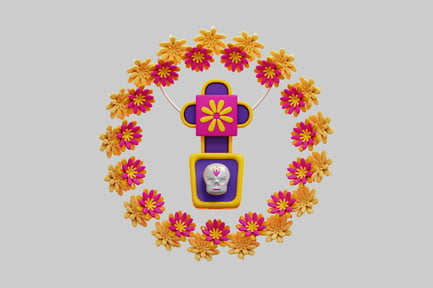 Preview: Dia De Los Muertos Floral Cross