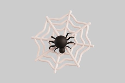 Preview: 3D Spooky Black Spider On White Web