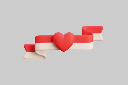 Preview: 3D Indonesian Ribbon With Heart