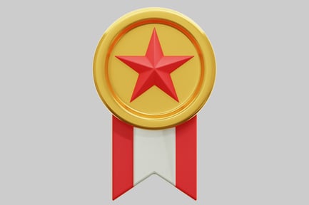 Preview: 3D Gold Medal With Red Star And Ribbon