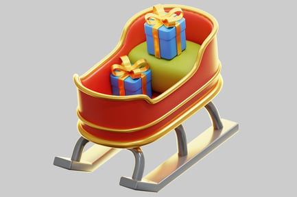 Preview: 3D Santa Sleigh With Christmas Gifts