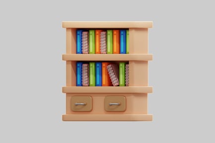 Preview: Colorful 3D Bookshelf With Drawers