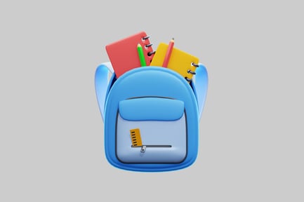 Preview: 3D Blue School Backpack With Stationery