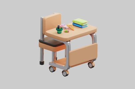 Preview: 3D School Desk And Chair