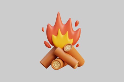 Preview: Stylized 3D Campfire With Burning Wood Logs