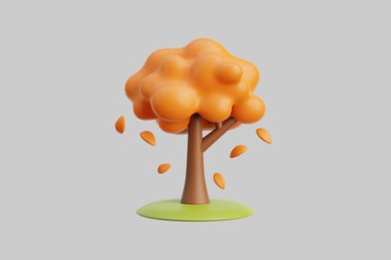 Preview: 3D Autumn Tree With Falling Leaves
