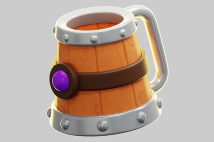 Preview: 3D Fantasy Wooden Tankard Game Asset