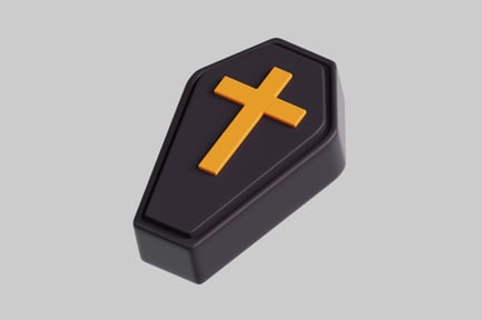 Aperçu: Cercueil noir 3D avec croix orange