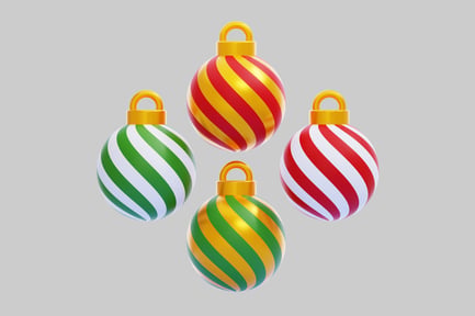 Preview: 3D Christmas Ornaments With Spiral Patterns