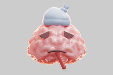 Preview: Sick Brain Character With Ice Pack And Thermometer