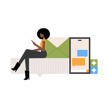 Customer Feedback Illustration with Woman and Smartphone