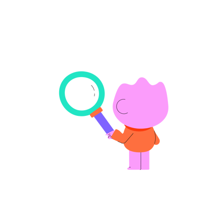 Personaje animado con lupa