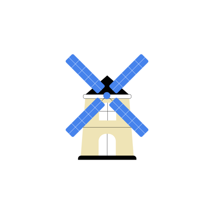 Animated Windmill with Rotating Blades