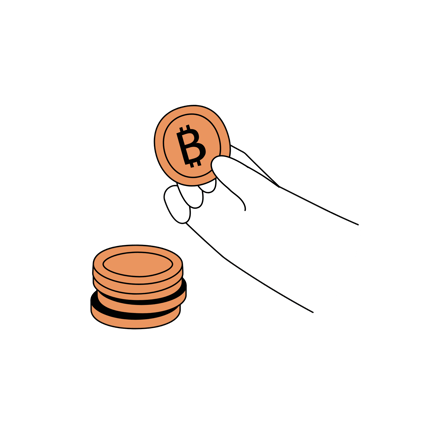 Hand Stacking Crypto Coins Illustration