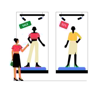 Clothing Store Window Shopping Illustration