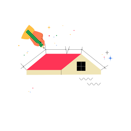 Roof Model Illustration with Hand Drawing with Pencil